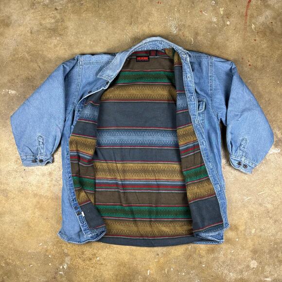 Vintage Wolverine Denim Workwear Jacket Men’s L Southwestern-Style Fleece Lining - Picture 1 of 11